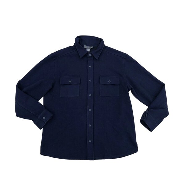 VTG BANANA REPUBLIC Button Down Jacket LARGE Men's Blue Military Pockets - Picture 1 of 6